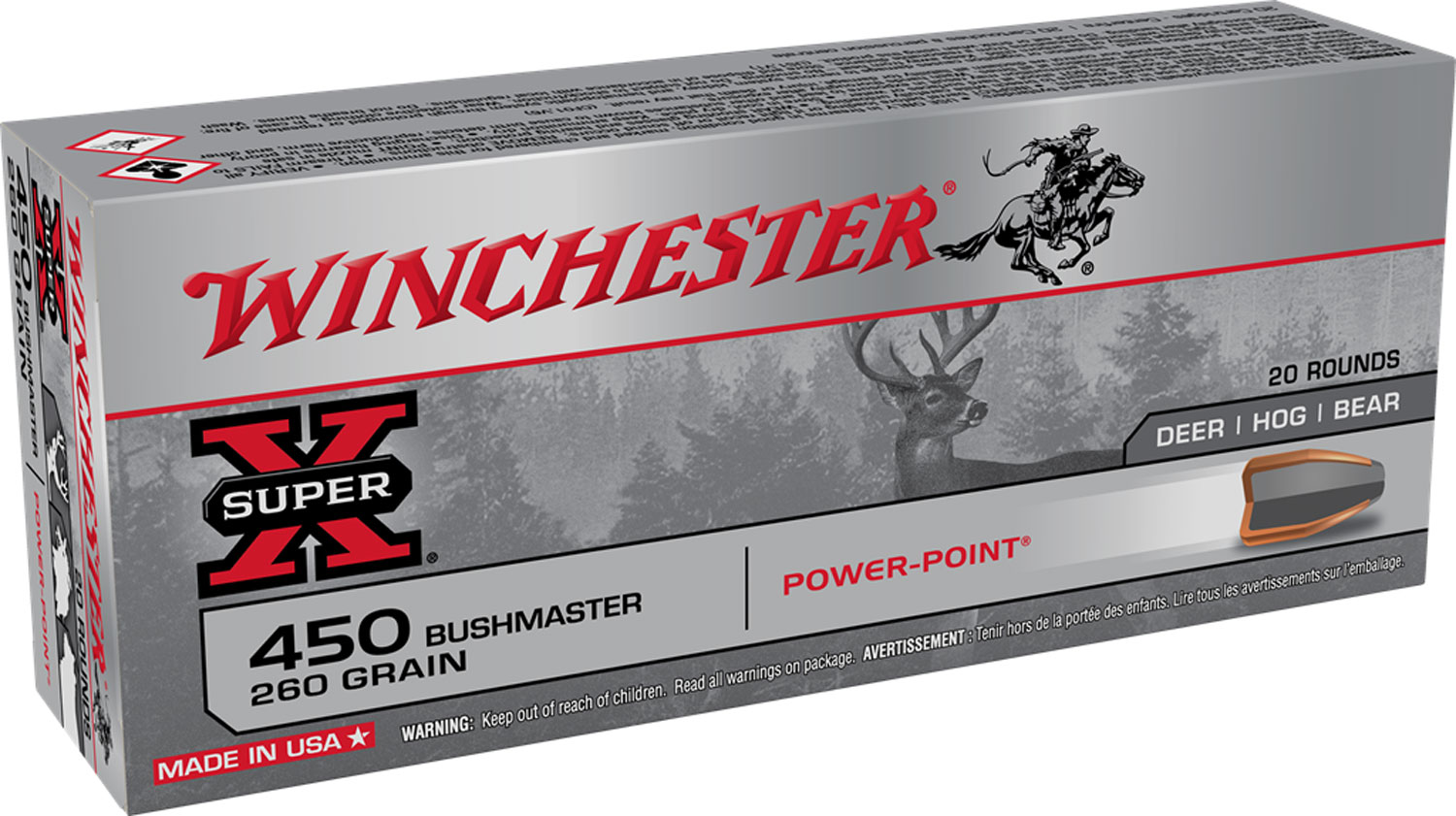 Winchester Ammo X4501 Super X 450 Bushmaster 260 Gr Power-Point (PP) 20 R.....