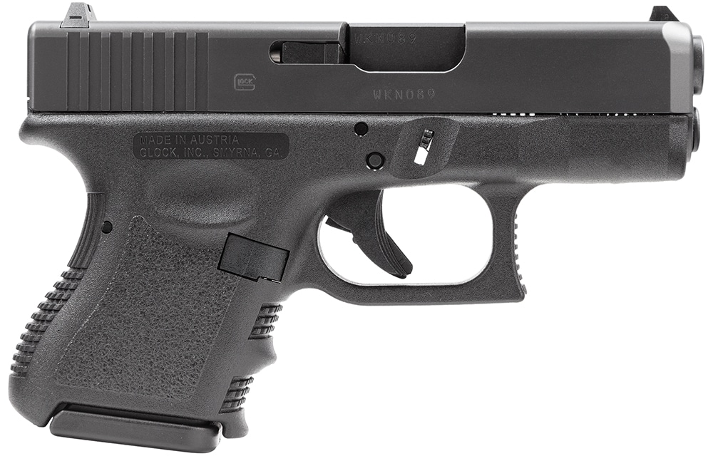 Glock PI2650201 G26 Gen3 *CA Compliant Sub-Compact 9mm Luger 10+1 3.43" Black Polygonal Rifled Barrel, Matte Black Serrated Slide, Black Polymer Frame, Black Textured Finger Grooved Polymer Grip