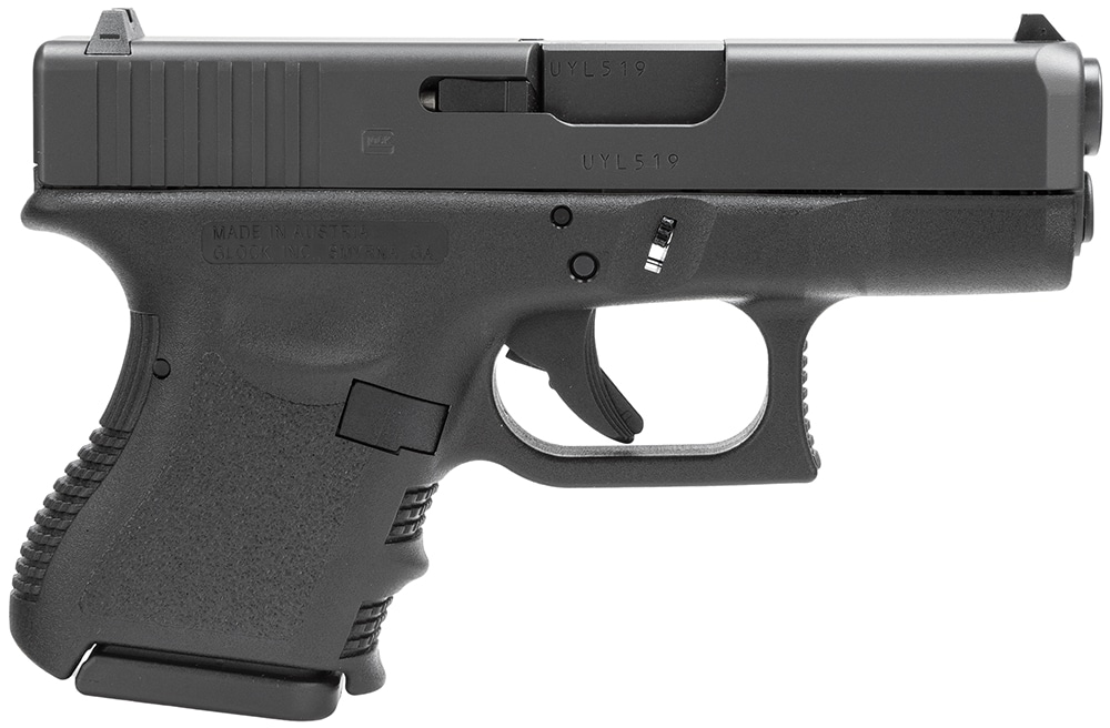 Glock PI2750201 G27 Gen3 *CA Compliant Sub-Compact 40 S&W 9+1 3.43" Black Polygonal Rifled Barrel, Operator Flag Cerakote Serrated Steel Slide & Polymer Frame, Operator Flag Textured w/Interchangeable Backstraps Grip, Right Hand