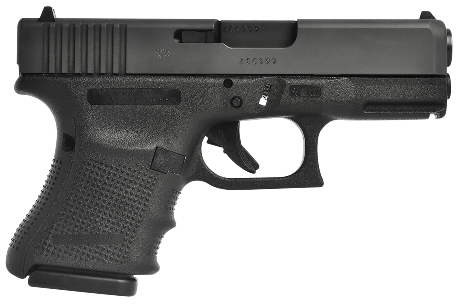 Glock UG2950201 G29 Gen4 Sub-Compact 10mm Auto 10+1 3.78" Black Polygonal Rifled Barrel, Matte Black Serrated Slide, Black Polymer Frame w/Picatinny Rail, Black Textured Finger Grooved w/Interchangeable Backstrap Grip, Right Hand, USA Made