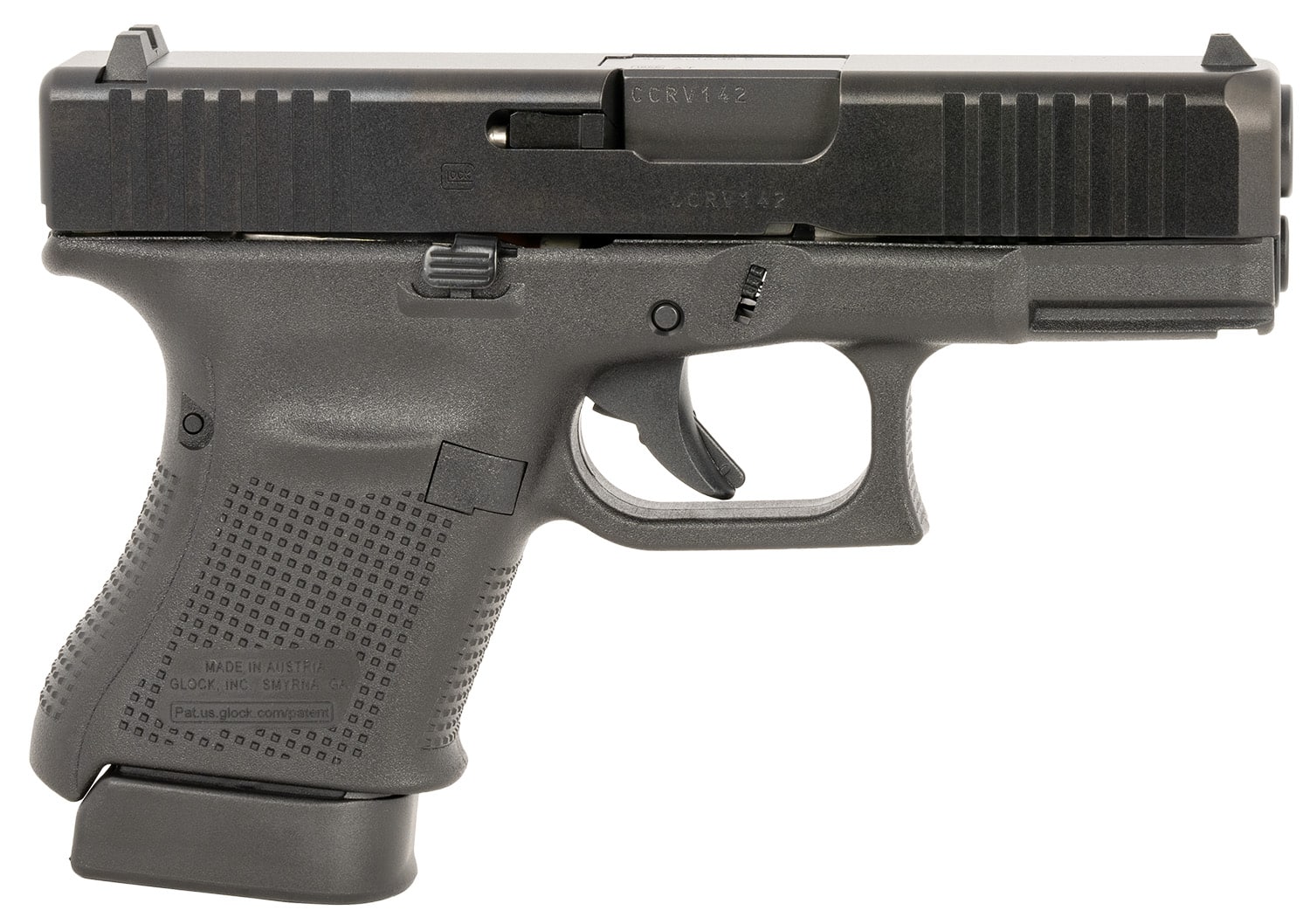 Glock PA305S201 G30 Gen5 Sub-Compact Frame 45 ACP 10+1, 3.78" Black GMB Barrel, Matte Black Serrated Steel Slide, Black Polymer Frame w/Picatinny Rail, Black Textured w/Interchangeable Backstrap Grip, Firing Pin/Trigger Safety, Ambidextrous
