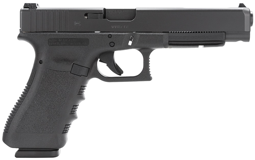 Glock PI3530101 G35 Gen3 Competition *CA Compliant 40 S&W 10+1 5.31" Black Polygonal Rifled Barrel, Matte Black Serrated Slide, Black Polymer Frame w/Picatinny Rail, Black Textured Finger Grooved Polymer Grip