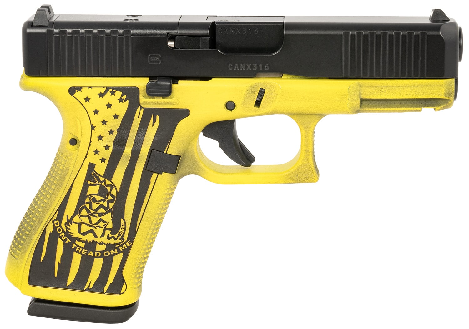 Glock PA195S204MOSGADFL G19 Gen5 MOS Compact 9mm Luger 15+1 4.02" Black GMB Barrel, Black nDLC MOS Cut/Serrated Steel Slide, Gasdon Flag Cerakote Polymer Frame w/Picatinny Rail & Grip, Ambidextrous