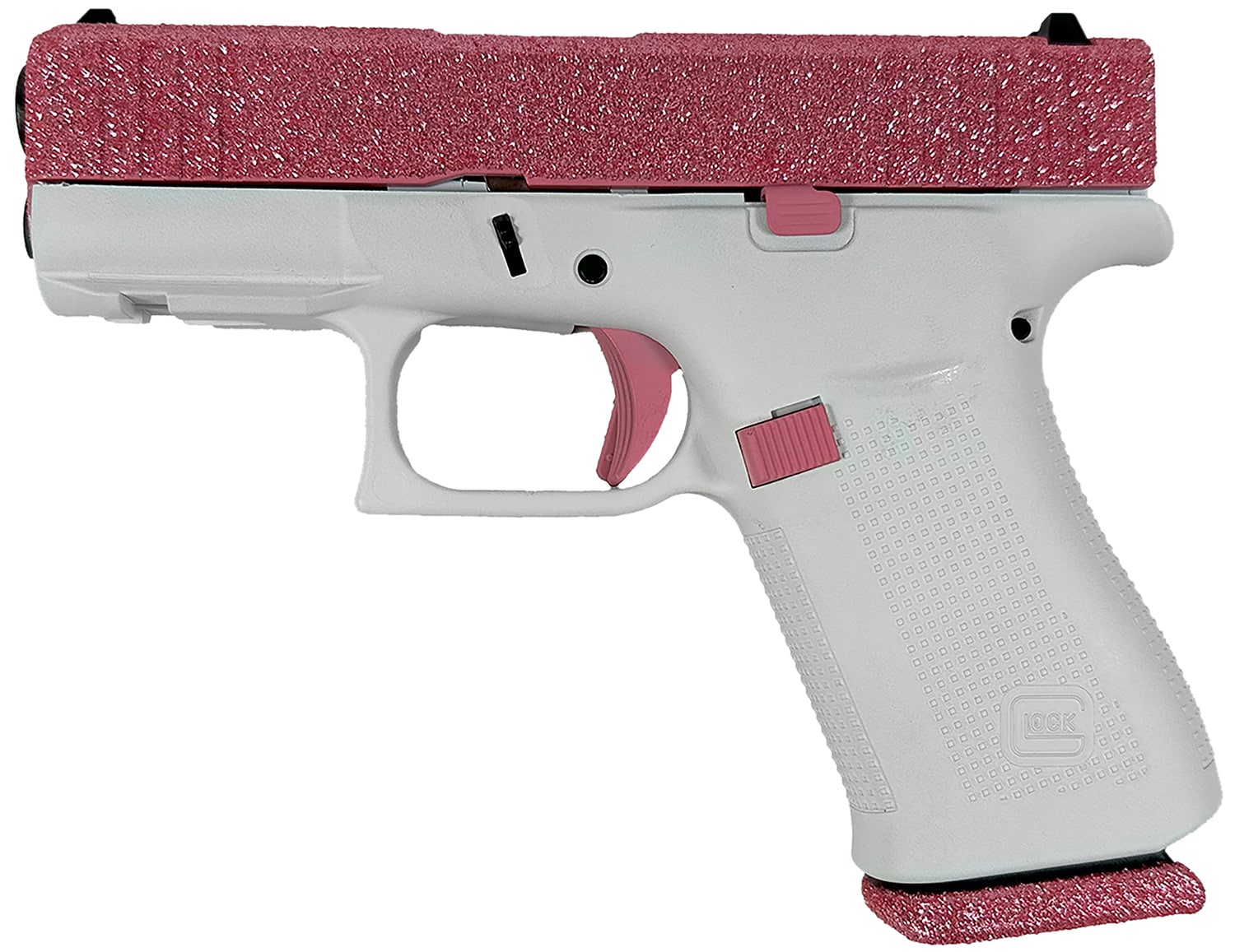 Glock PX4350204NBGF G43X Sub-Compact Frame 9mm Luger 10+1 3.41" Black GMB Barrel, Bubblegum Cerakote Serrated Steel Slide, Frost Cerakote Polymer Frame w/Beavertail, Ambidextrous