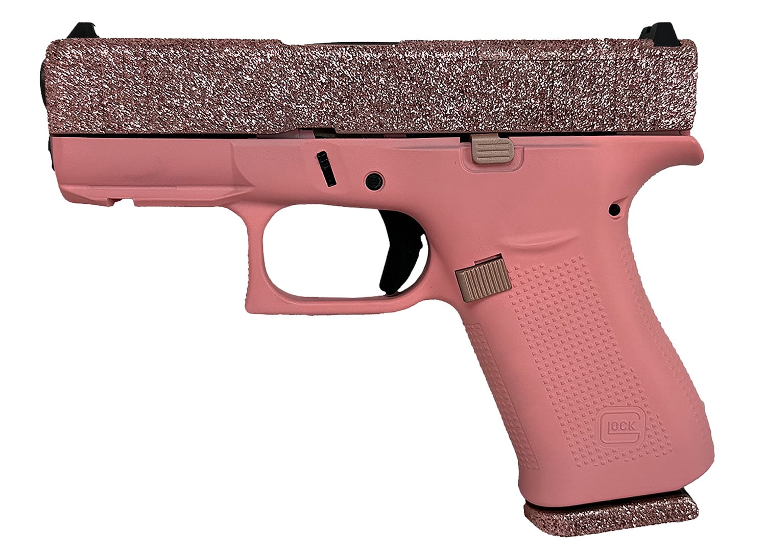 Glock PX4350204FRMOSGLAM G43X MOS Sub-Compact Frame 9mm Luger 10+1 3.41" Black GMB Barrel, Glamour Mock Up Cerakote MOS Cut/Serrated Steel Slide, Pink Cerakote Polymer Frame w/Picatinny Rail, Textured Polymer Grip, Ambidextrous