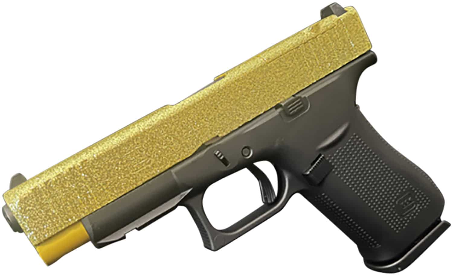 Glock UX4350204FRMOSGGGG G43X MOS Slim Sub-Compact 9mm Luger 10+1 3.41" Black GMB Barrel, Glamour Glock Gold Glitter Cerakote MOS Cut/Serrated Slide, Black Cerakote Polymer Frame w/Beavertail & Grip, Ambidextrous