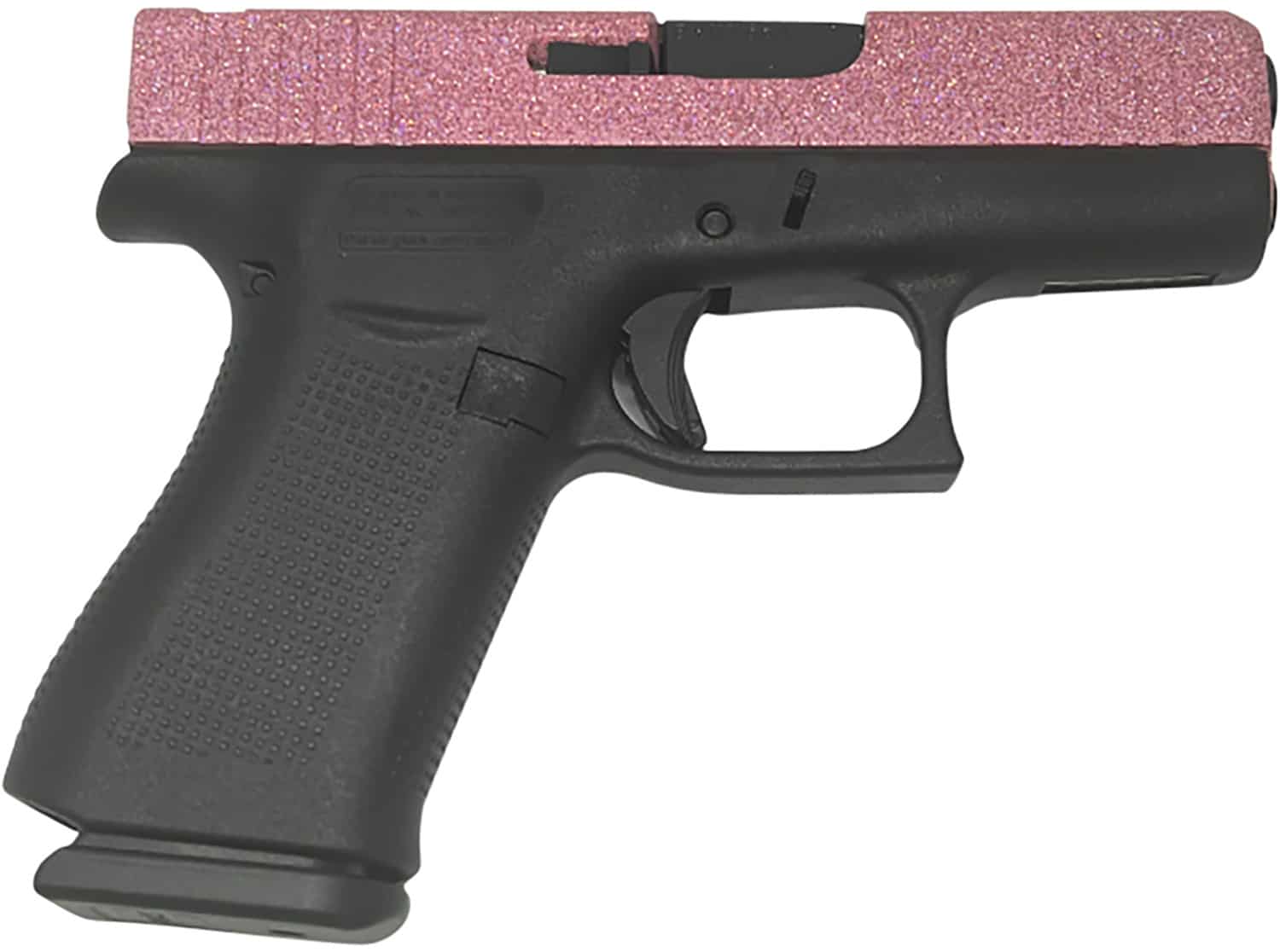 Glock UX4350204FRMOSGGPG G43X MOS Slim Sub-Compact 9mm Luger 10+1 3.41" Black GMB Barrel, Glamour Glock Pink Glitter Cerakote MOS Cut/Serrated Slide, Black Cerakote Polymer Frame w/Beavertail & Grip, Ambidextrous