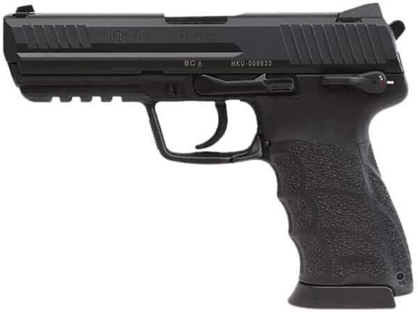HK 81001113 HK45 V1 .45 ACP 10+1 4.46" Black Polygonal Rifled Barrel, Black Cerakote Serrated Steel Slide, Black Polymer Frame w/Picatinny Rail, Ambidextrous