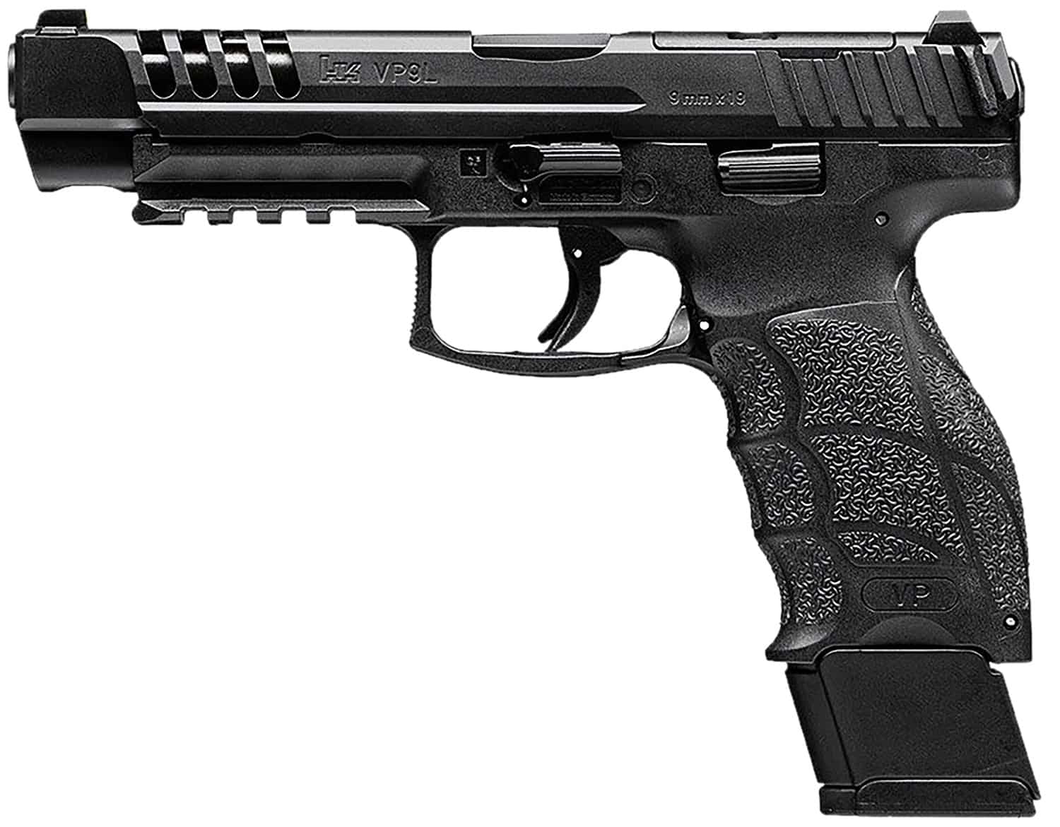 K 81001156 VP9L 9mm Luger 20+1 5" Black Polygonal Rifled Barrel, Long/Lightening Cuts/Optic Cut Steel Slide, Polymer Frame w/Picatinny Rail, Black Interchangeable Backstrap Grip