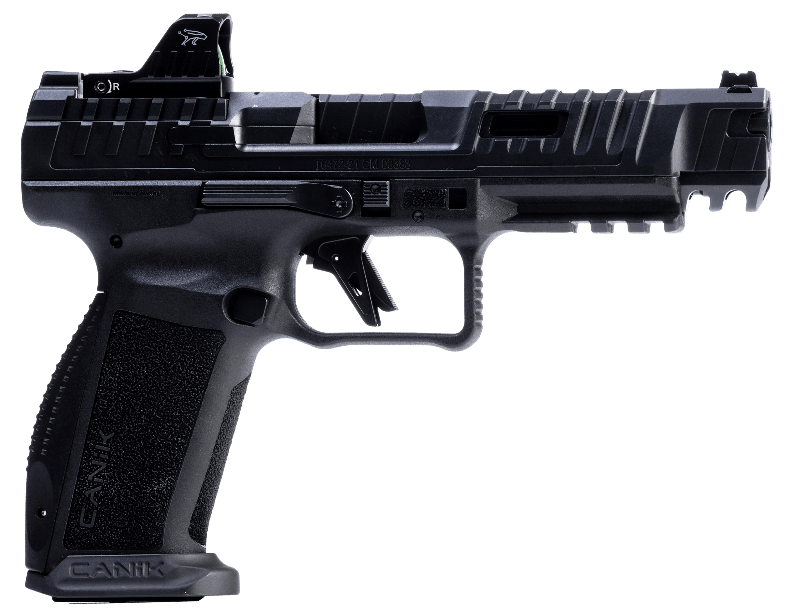 Canik HG7161N SFx Rival w/Optic Full Size Frame 9mm Luger 18+1, 5" Black Steel Barrel, Dark Side Ported/Serrated Steel Slide, Polymer Frame w/Beavertail & Picatinny Rail, MeCanik M01 Red Dot, Ambidextrous