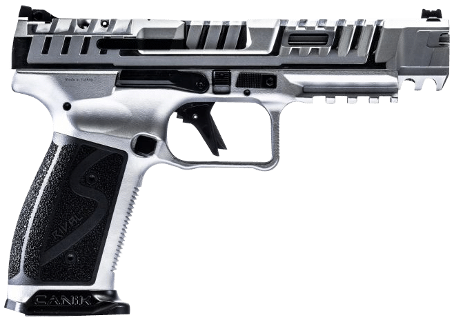 Canik HG7010CN SFx Rival-S Full Size Frame 9mm Luger 18+1, 5" Stainless Steel Barrel, Chrome Optic Ready/Serrated w/Ports Steel Slide, Chrome w/Black Controls Steel Frame w/Picatinny Rail, Ambidextrous