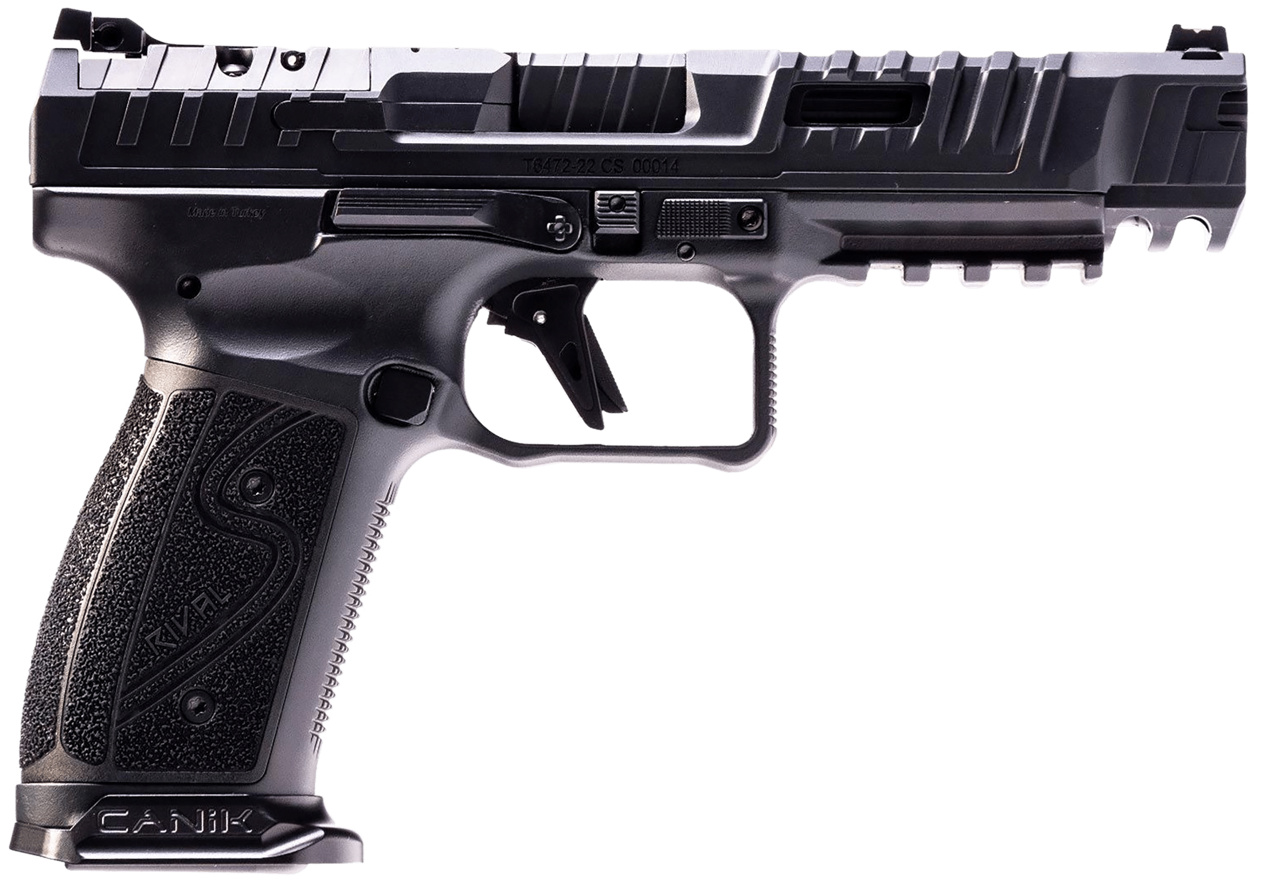 Canik HG7010N SFx Rival-S Full Size Frame 9mm Luger 18+1, 5" Black Steel Barrel, Dark Side Optic Ready/Serrated w/Ports Steel Slide, Frame w/Picatinny Rail, Ambidextrous