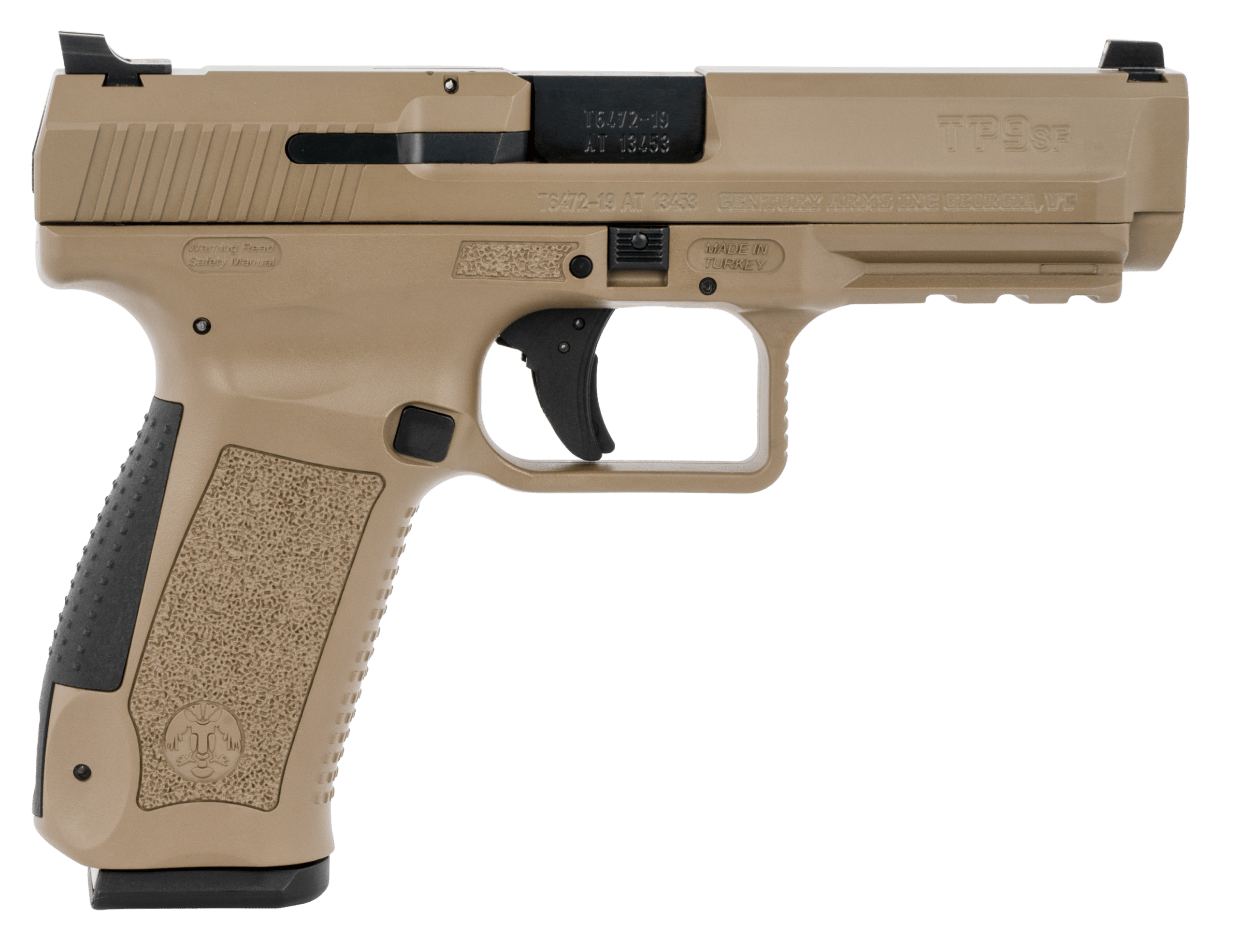 Canik HG4865DN TP9SF Full Size 9mm Luger 18+1 4.46" Black Nitride Match Grade Barrel, Flat Dark Earth Cerakote Serrated Steel Slide & Polymer Frame w/Picatinny Rail, Black Interchangeable Backstrap Grip