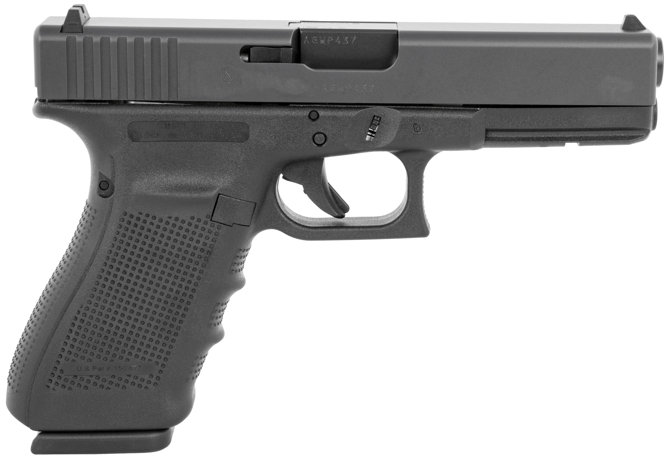 Glock UG2050203 G20 Gen4 Full Size 10mm Auto 15+1, 4.61" Black Steel Barrel, Matte Black Serrated Steel Slide, Black Polymer Frame w/Picatinny Rail, Black Finger Grooved Grip, Ambidextrous, USA Made