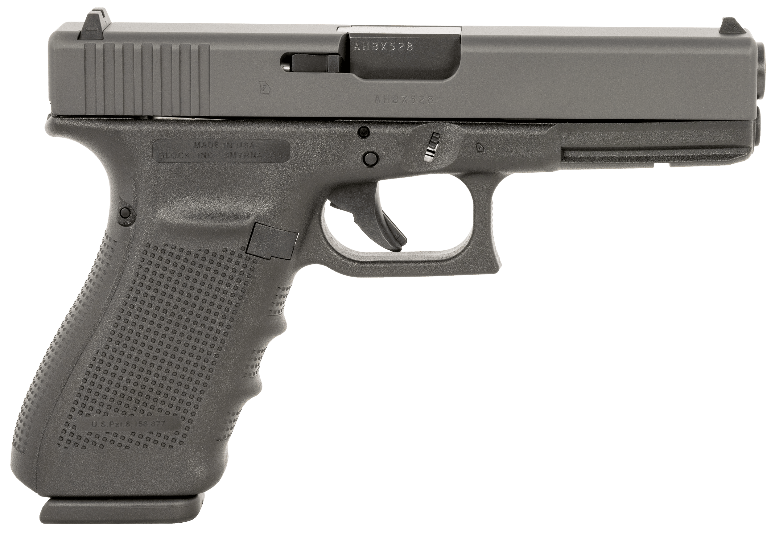 Glock UG2050201 G20 Gen4 Full Size 10mm Auto 10+1, 4.61" Black Steel Barrel, Matte Black Serrated Steel Slide, Black Polymer Frame w/Picatinny Rail, Black Finger Grooved w/Interchangeable Backstrap Grip, Ambidextrous, USA Made