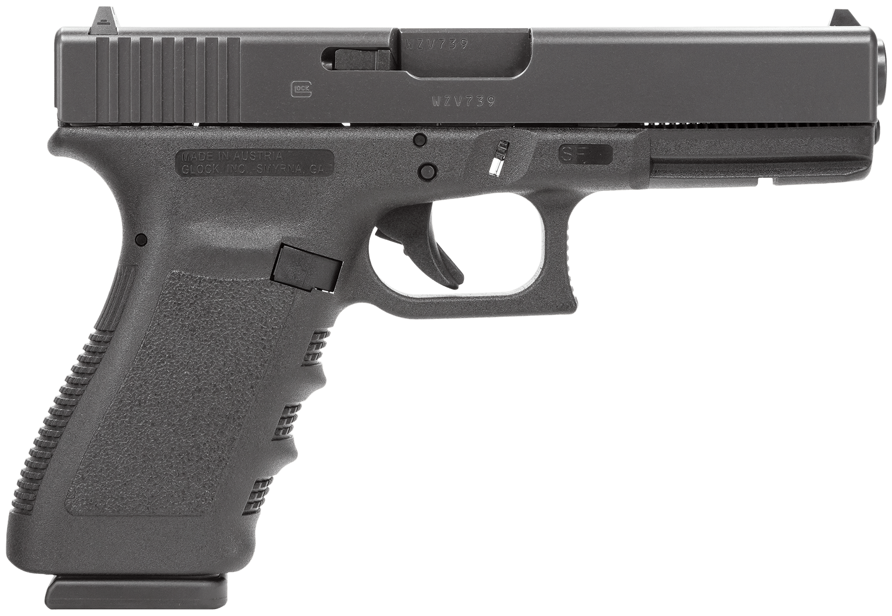 Glock PF2050201 G20 Gen3 Short Frame 10mm Auto 10+1 4.61" Black Steel Barrel, Matte Black Serrated Steel Slide, Black Polymer Frame w/Picatinny Rail, Black Texture Finger Groove Grip