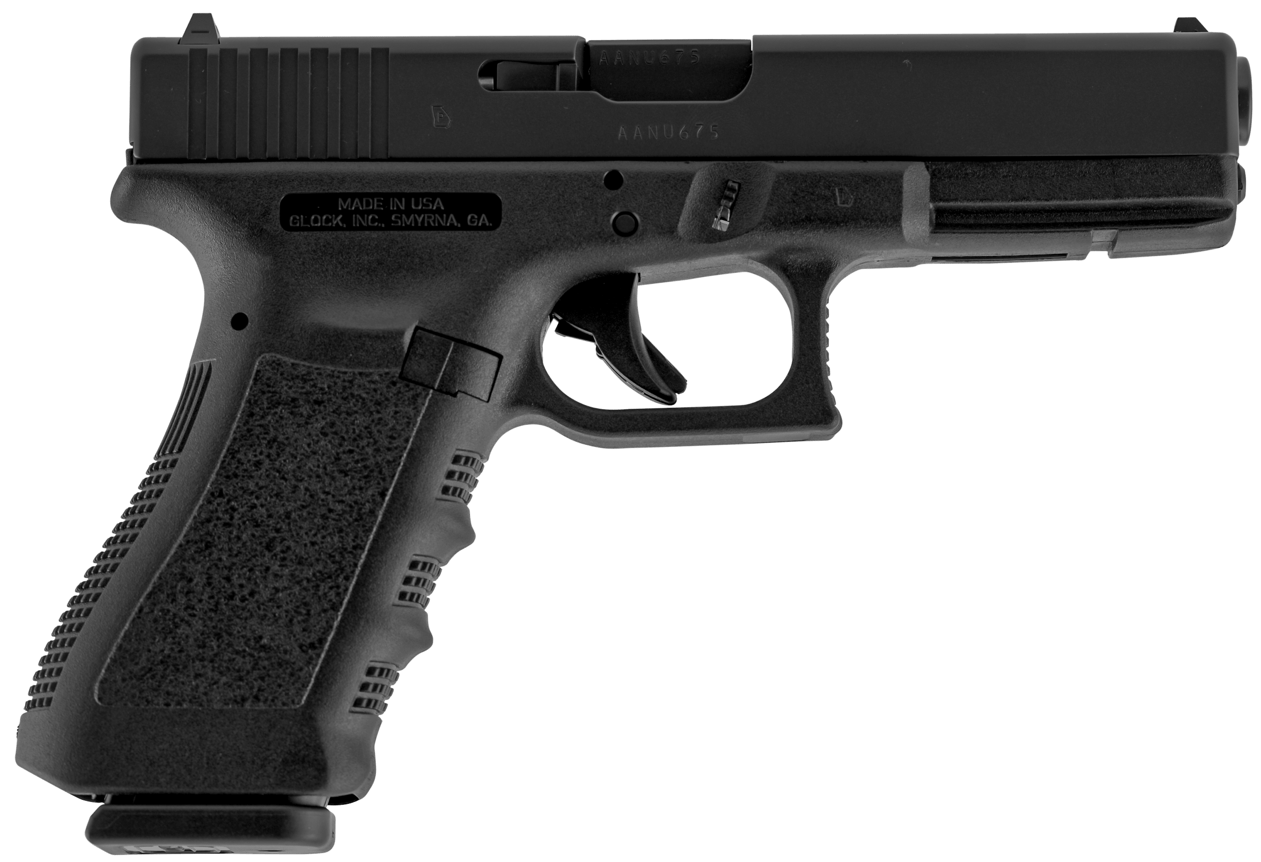 Glock UI2250203 G22 Gen3 Full Size 40 S&W 15+1 4.49" Black Steel Barrel, Matte Black Serrated Slide, Black Polymer Frame w/Picatinny Rail, Black Textured Finger Grooved Polymer Grip, Ambidextrous, USA Made