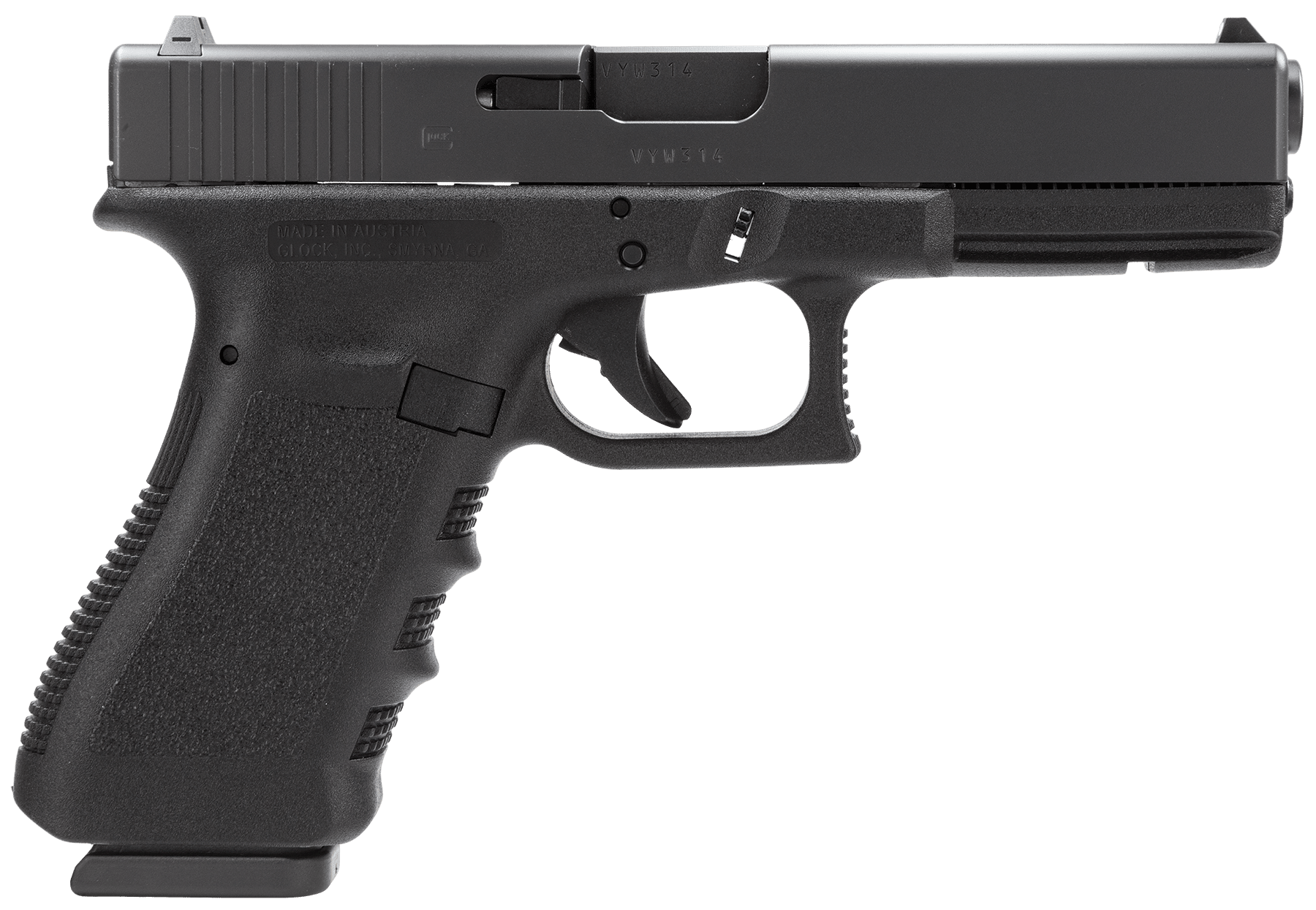 Glock PI2250201 G22 Gen3 *CA Compliant Full Size 40 S&W 10+1 4.49" Black Steel Barrel, Matte Black Serrated Slide, Black Polymer Frame w/Picatinny Rail, Black Textured Finger Grooved Polymer Grips, Ambidextrous