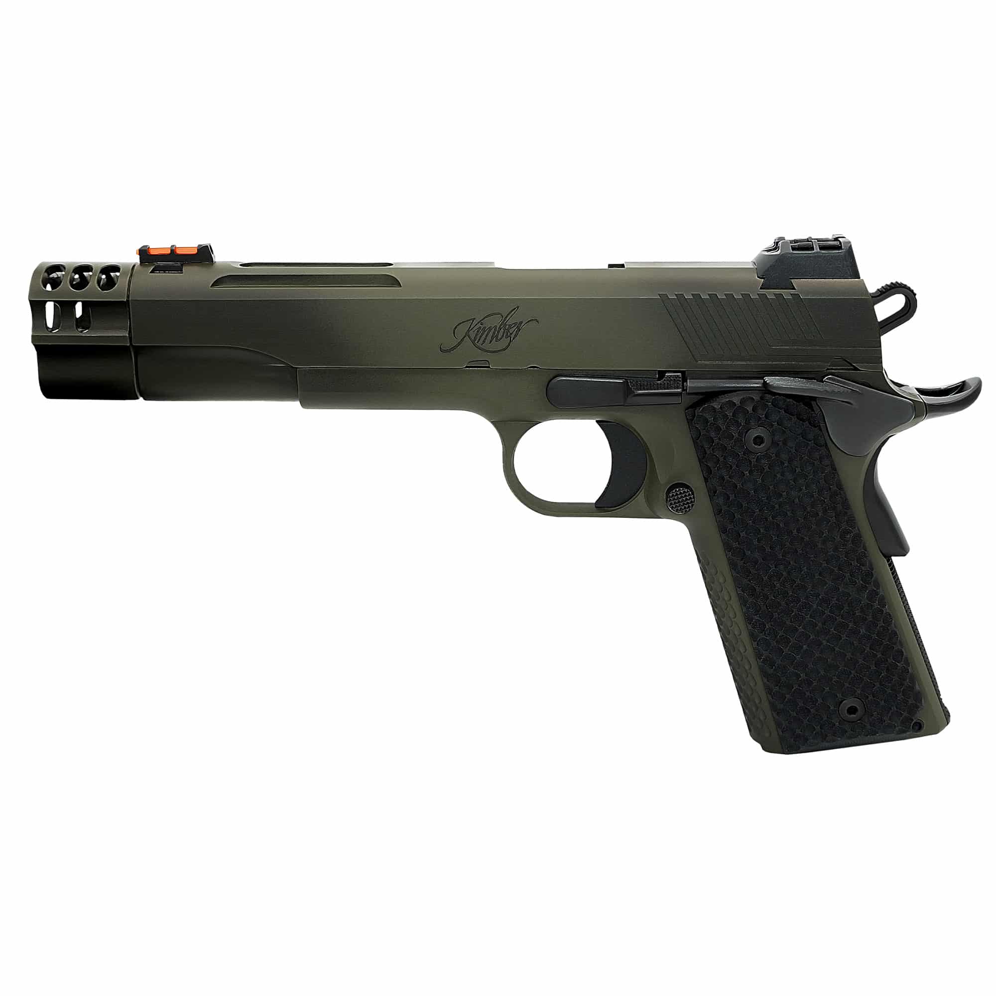 Kimber America, Rampart, Semi-automatic Pistol, 1911, Full Size, 38 Super, 5" Barrel, Cerakote Finish, OD Green, Manual Ambidextrous Safety, Fiber Optic Front Sight, Compensator, 9 Rounds
