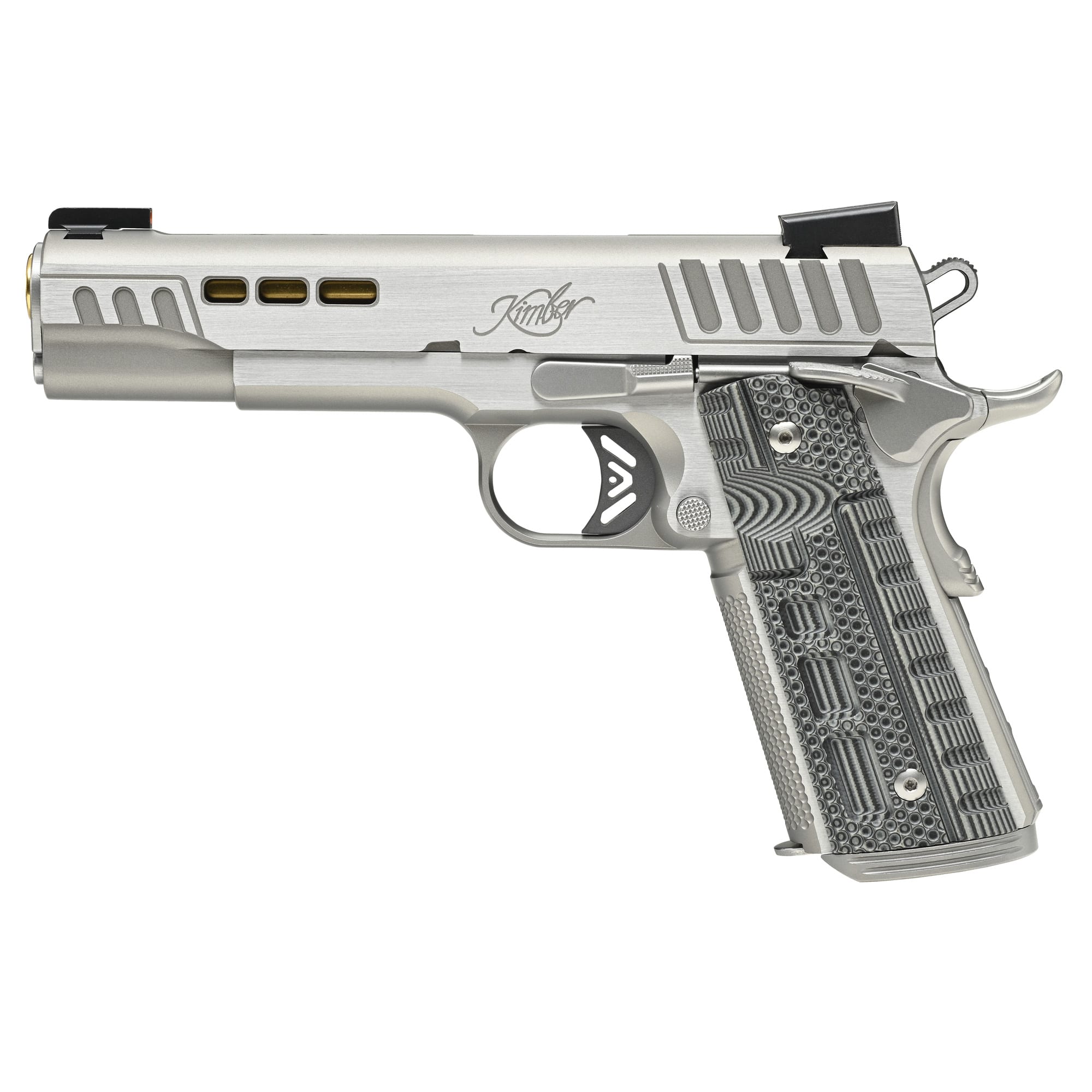 Kimber America, RAPIDE, DAWN, Semi-automatic, 1911, Full Size, 10MM, 5" Barrel, Brushed Finish, Silver, G10, Manual Safety, TRUGLO TFX Tritium/Fiber-Optic Day/Night, 8 Rounds