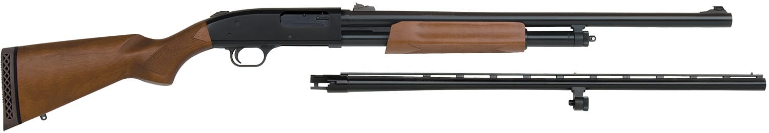 Mossberg 54264 500 Combo Field/Deer 12 Gauge 5+1 3" 24" Slugster/28" Vent Rib Barrel, Dual Extractors, Blued Metal Finish, Wood Stock, Includes Accu-Set Chokes