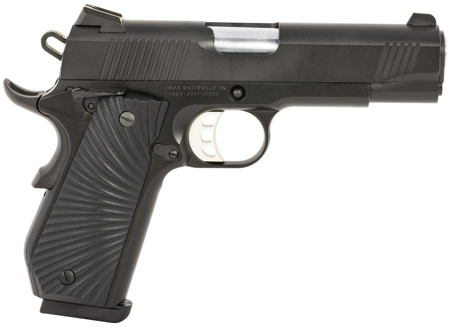 SDS Imports 10100102 1911 Devil Ray Carry 45 ACP 8+1 4.25" Stainless Steel Barrel, Black Cerakote Serrated Steel Slide, Black Cerakote Steel Frame w/Beavertail, Black Sunburst G10 Grips