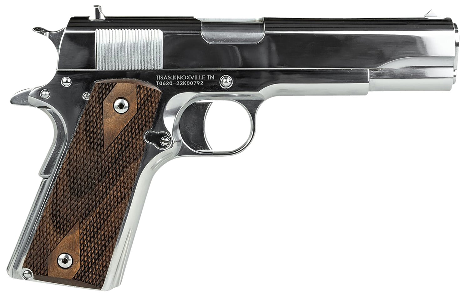 SDS Imports 10100513 1911 Regulator Full Size 38 Super/9mm Luger 9+1 5" Stainless Steel Barrel, High Polished Chrome Serrated Slide, High Polished Chrome Steel Frame w/Beavertail, Turkish Walnut Grips, Two Barrels