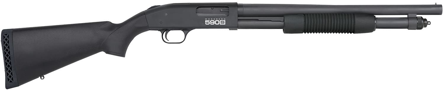 Mossberg 51605 590S Tactical 12 Gauge Pump 3" 9+1, 18.50" Matte Blued Barrel, Optics Cut Matte Blued Black Receiver, Synthetic Stock, Right Hand