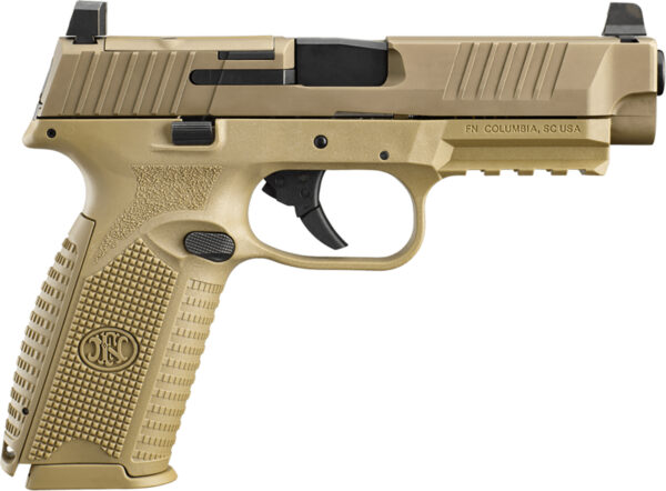 FN 66100723 509 MRD Full Size Frame 9mm Luger 10+1 4.50" Black Stainless Steel Barrel, Flat Dark Earth PVD Optic Cut/Serrated Stainless Steel Slide, Flat Dark Earth Polymer Frame w/Picatinny Rail, FDE Textured Polymer Grip, Ambidextrous
