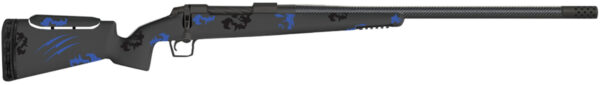 Fierce Firearms FCRFP7PRC24BBL Carbon Rival FP 7mm PRC 3+1 24" Black Carbon Fiber Match Grade Threaded Barrel, Black Cerakote Drilled & Tapped Steel Receiver, Adj Cheek Riser Battle Blue Camo Carbon Fiber Stock