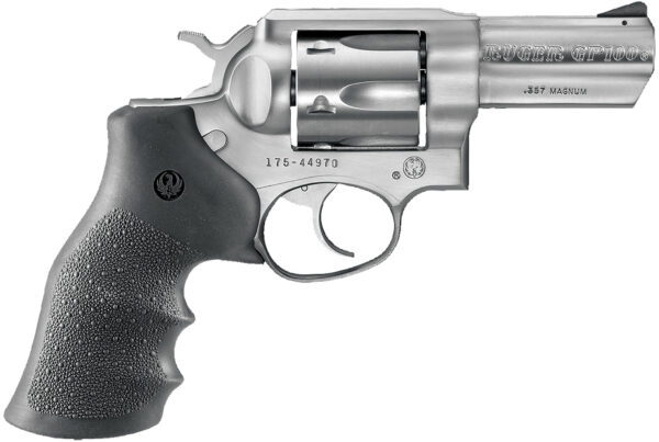 Ruger 1715 GP100 Medium Frame 357 Mag 6rd 3" Satin Stainless Steel Barrel, Cylinder & Frame, Hogue Monogrip, Transfer Bar Safety, Exposed Hammer