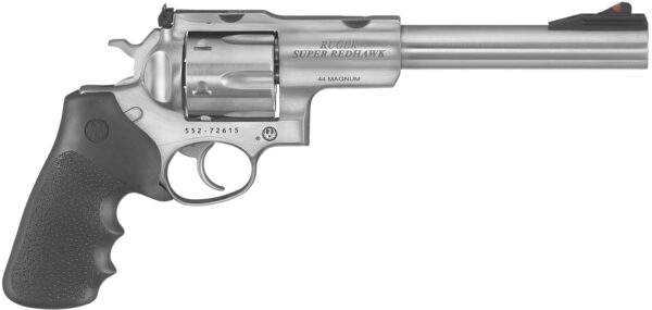 Ruger 5501 Super Redhawk 44 Rem Mag/44 Special 6rd 7.50" Satin Stainless Steel w/Integral Mount Barrel, Satin Stainless Cylinder & Frame, Black Hogue Tamer Monogrip, Transfer Bar Safety