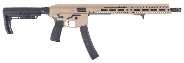 Patriot Ordnance Factory 01927 Phoenix 9mm Luger 10+1 16.50" Black Nitride Threaded Barrel, Flat Dark Earth Cerakote Picatinny Rail Aluminum Receiver, M-LOK Handguard, MFT Tactical Black Synthetic Stock, Black Polymer Grip, Ambidextrous
