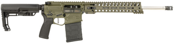 Patriot Ordnance Factory Rogue Direct Impingement 7.62x51mm NATO 20+1 16.50" Stainless Barrel, OD Green Anodized Rec, Micro-B Muzzle Brake, 11" M-LOK Handgaurd, Black MFT Minimalist Stock & Engage Grip