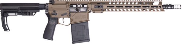Patriot Ordnance Factory 02064 Rogue 308 Win 20+1 13.75" Black Nitride Steel Threaded Barrel, Patriot Brown Cerakote Picatinny Rail Aluminum Receiver, 13" M-LOK Handguard, 6 Position MFT Minimalist Black Synthetic Stock, Black Polymer Grip