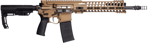 Patriot Ordnance Factory 02161 P415 Edge 5.56 NATO 30+1 13.75" Black Nitride Steel Threaded Barrel, Burnt Bronze Cerakote Picatinny Rail Aluminum Receiver, M-LOK Handguard, 11" Renegade Handguard 6 Position MFT Minimalist Black Synthetic Stock & Grip