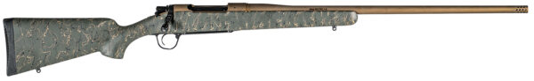 Christensen Arms 8010201400 Mesa Long Range Full Size 338 Lapua Mag 3+1 27" Burnt Bronze Cerakote Button Rifled Free Floating Steel Barrel, Burnt Bronze Cerakote Aluminum Receiver, Green w/Black/Tan Webbing Fixed Long Range Stock