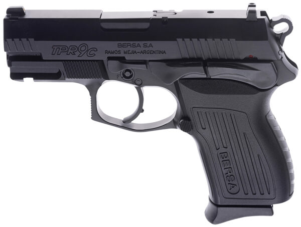 Bersa TPR9CM TPRC Compact Frame 9mm Luger 13+1, 3.25" Black Manual Barrel, Matte Black Serrated Steel Slide & Aluminum Frame, Ambidextrous