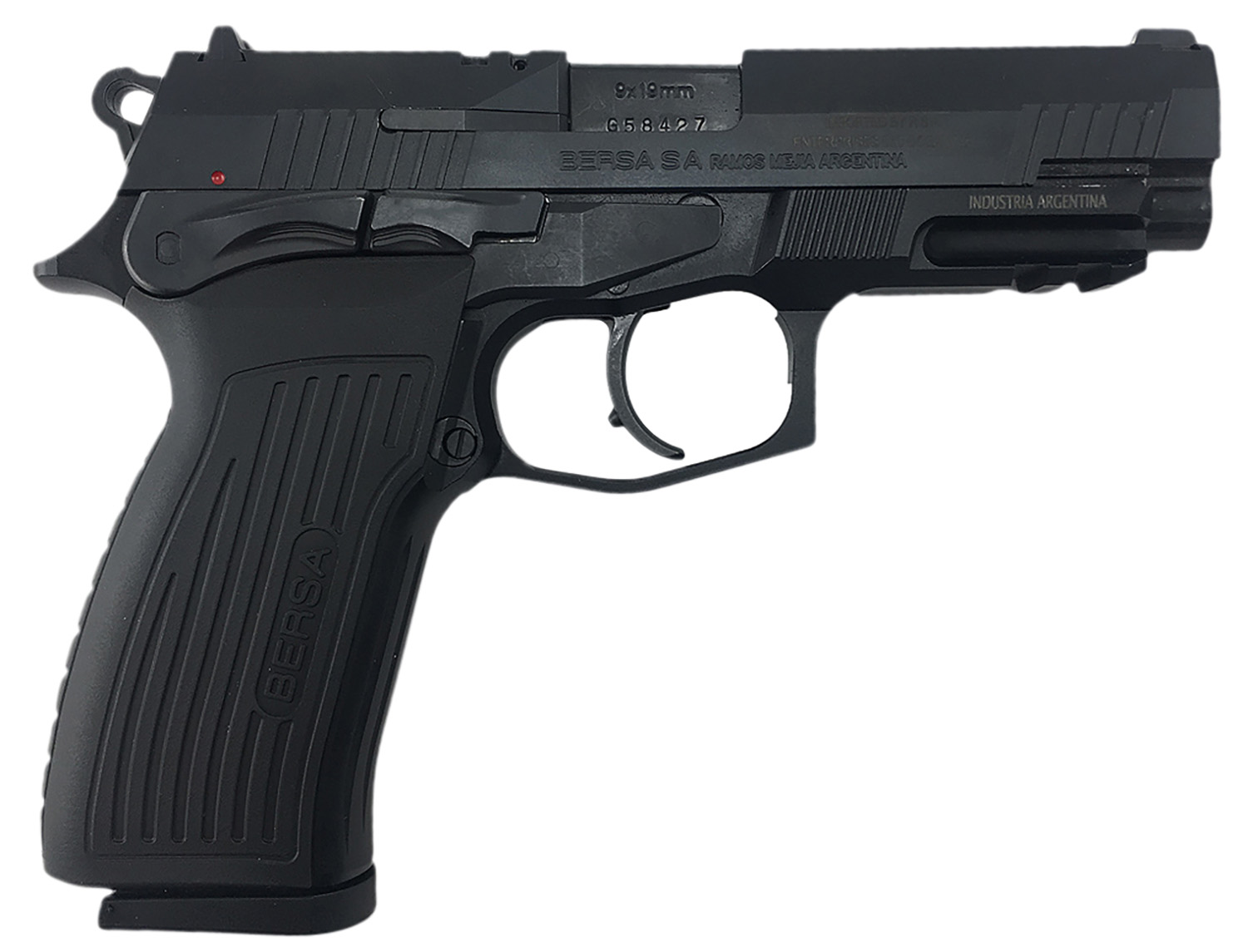 Bersa TPR9M TPR Full Size Frame 9mm Luger 17+1, 4.25" Black Steel Barrel, Matte Black Serrated Steel Slide & Aluminum Frame w/Picatinny Rail, Ambidextrous