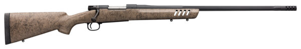 Winchester Repeating Arms 535243299 Model 70 Long Range 6.8 Western 4+1 24" Free-Floating Fluted Muzzle Brake Barrel, Matte Black Metal Finish, Black Webbed Tan Bell & Carlson Aluminum Bedded Stock, Pachmayr Decelerator Recoil Pad