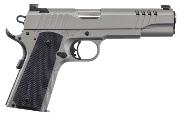 Auto-Ordnance 1911TCAC6N 1911 Full Size Frame 45 ACP 7+1, 5" Stainless Steel Barrel, Savage Cerakote Serrated w/Slide Cuts Stainless Steel Slide, Savage Cerakote Stainless Steel Frame w/Checkered Front Strap & Beavertail, Gray G10 Grip