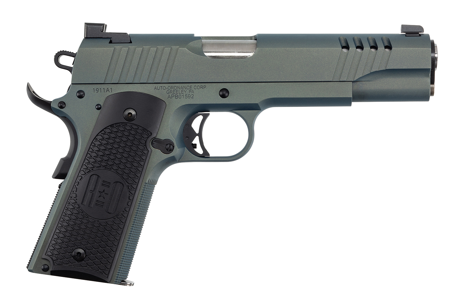 Auto-Ordnance 1911TCAC7 1911 Full Size Frame 45 ACP 7+1, 5" Stainless Steel Barrel, Northern Lights Cerakote Serrated w/Slide Cuts Stainless Steel Slide, Northern Lights Cerakote Stainless Steel Frame w/Checkered Front Strap & Beavertail, Armor Black Cer