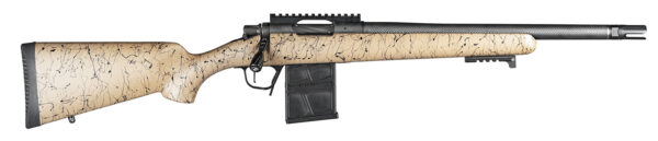 Christensen Arms 8010612100 Ridgeline Scout Full Size 6.5 Creedmoor 4+1 16" Black Nitride Threaded Barrel, Black Nitride Integral Scope Base Aluminum Receiver, Tan w/Black Webbing Fixed Sporter Carbon Fiber Stock, Right Hand