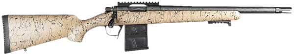 Christensen Arms 8010656800 Ridgeline Scout 450 Bushmaster 4+1 16" Carbon Fiber Wrapped Button Rifled/Threaded Barrel, Black Cerakote Picatinny Rail Steel Receiver, Picatinny Rail Forend, Fixed Sporter Tan w/Black Webbing Carbon Fiber Stock
