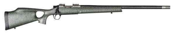 Christensen Arms 8010800106 Summit TI Full Size 6.5 PRC 3+1, 24" Natural Titanium Steel Threaded Barrel, Natural Titanium Aluminum Receiver, Green w/Black Webbing Fixed Thumbhole Stock