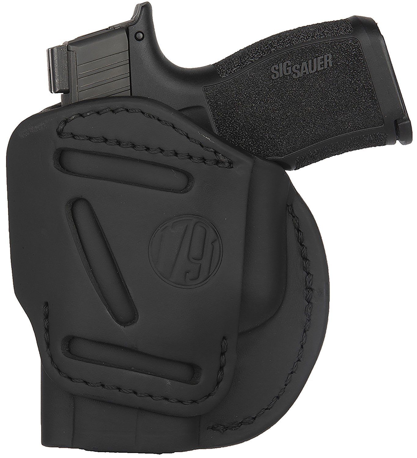 1791 Gunleather 4WH3SBLR 4-Way IWB/OWB Size 03 Stealth Black Leather Belt Clip Compatible w/Glock 26/Ruger LC9/S&W M&P Shield/2.0 9/40 Right Hand