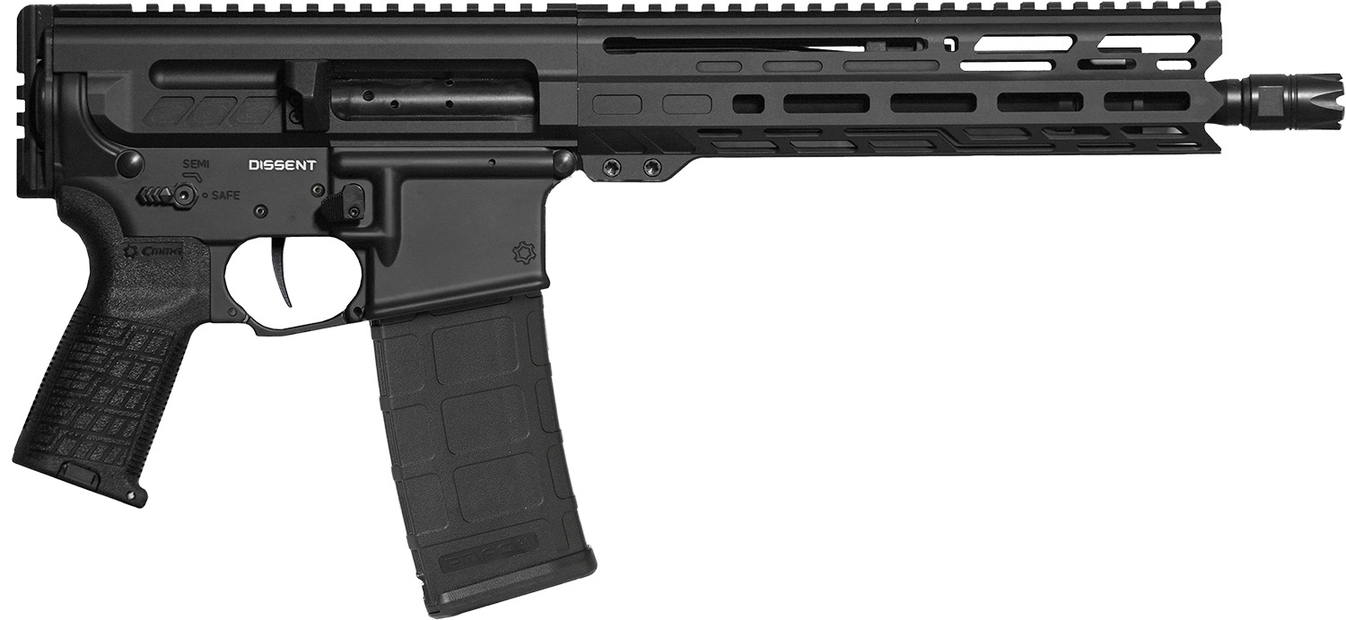 CMMG 30AC278AB Dissent MK4 300 Blackout 30+1 10.50", Black, Picatinny Brace Adapter, 9.60" M-LOK Handguard, Left Side Charging Handle, Zeroed Linear Comp, Zeroed Drop-In Single Stage Trigger, Adj. Gas Block