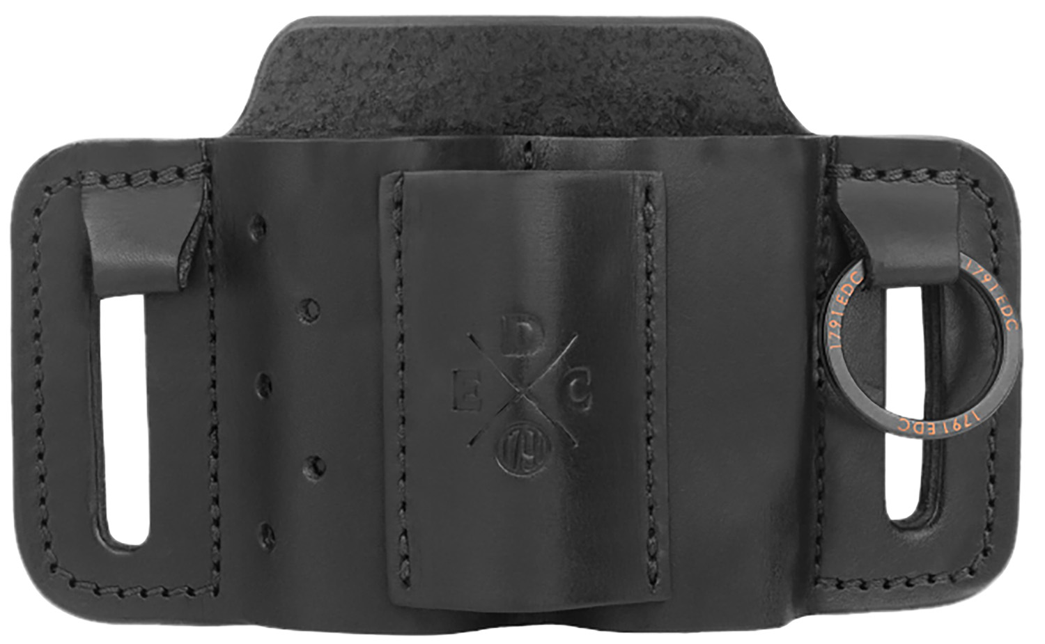 1791 Gunleather MNESMFBLKA EDC Mini Easy Slide OWB Black Leather Belt Slide Ambidextrous