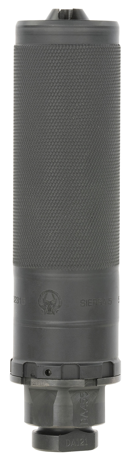 Dead Air SIERRA5XM Sierra-5 5.56mm 1.50"D 1/2"-28 tpi Thread Pattern Made of Stellite Baffles & Stainless Steel Tube with Black Cerakote Finish Includes Xeno Flash Hider & Mount