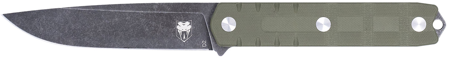 CobraTec Knives CTOWODGDNS Outdoor Warrior 4.50" Fixed Drop Point Plain Stonewashed D2 Steel Blade, 4.75" OD Green Textured G10 Scales Handle
